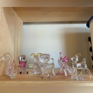 1970s Lucite Miniature Animal Set of 9 Plastic 3 inch Fair Prizes Full Large Set